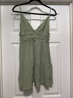 LOVE TREE Sage Green Spaghetti Strap Mini Dress